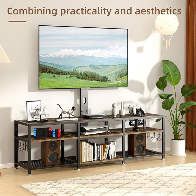 VECELO 63" TV Stand with Mount and Power Outlets, Entertainment Center Console - Image 3