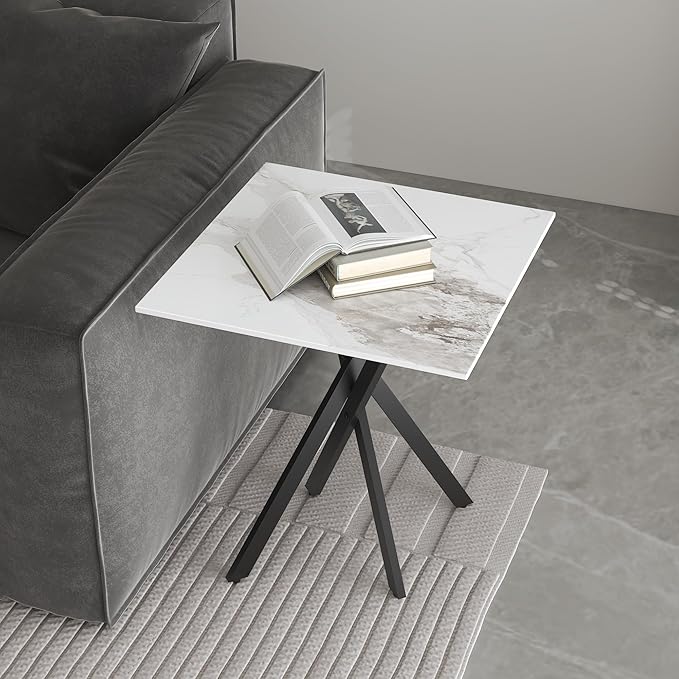 White Marble Side Coffee Table Set of 2 - Image 4