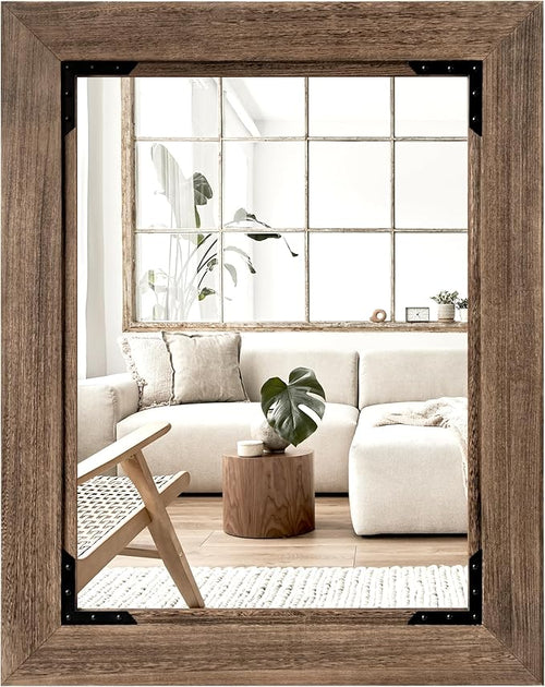 28"x36" Solid Wood Bathroom Mirror Tempered Glass by Acovy