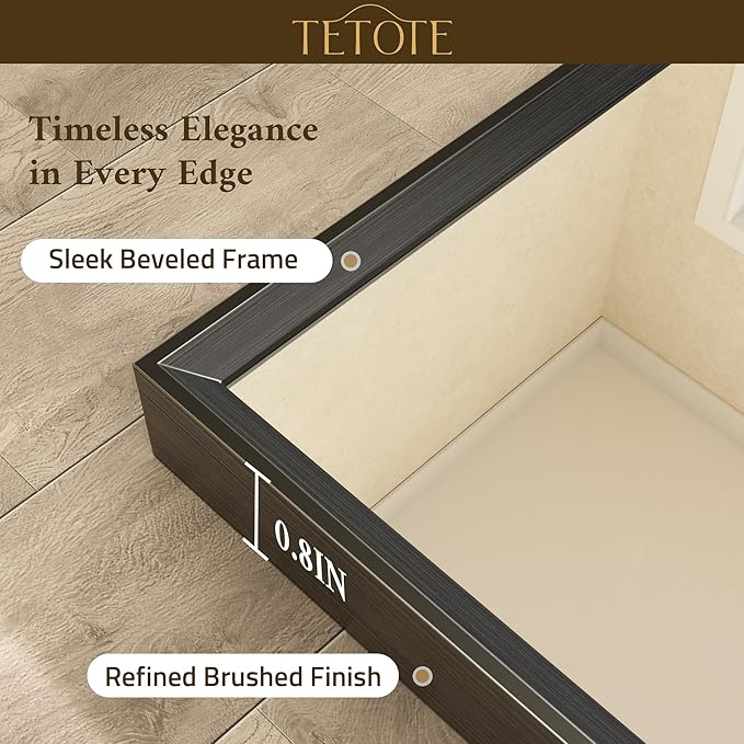 TETOTE Black Bathroom Vanity Mirror Beveled Frame 48" x 30" Black Rectangle - Image 2