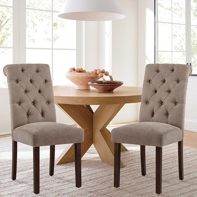 COLAMY Button Tufted Dining Chairs Set of 2, Parsons Upholstered Fabric Dining - Image 6