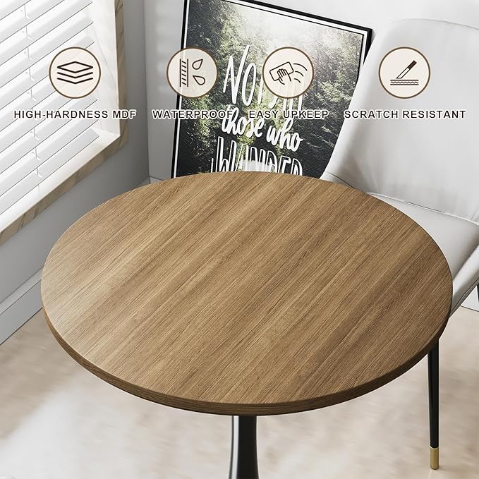 24 inch Small Tulip Table for 2 Person, Walnut Round Dining Table for Kitchen - Image 6