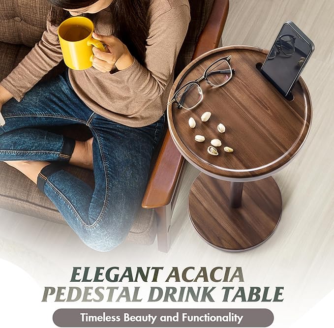 Drink Table, 24.4" Tall Compact Side Table - Image 2
