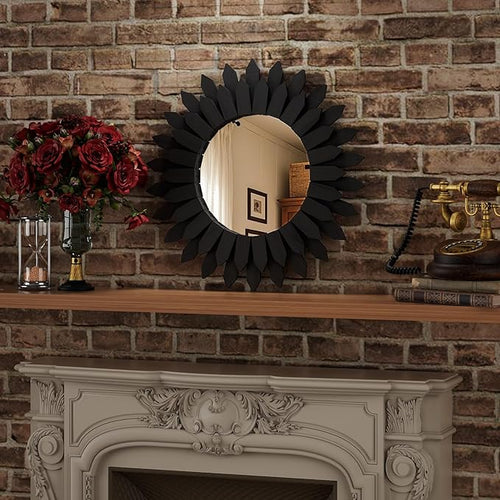 20 Inch Black Boho Wall Decor Sunburst Mirror - Image 2