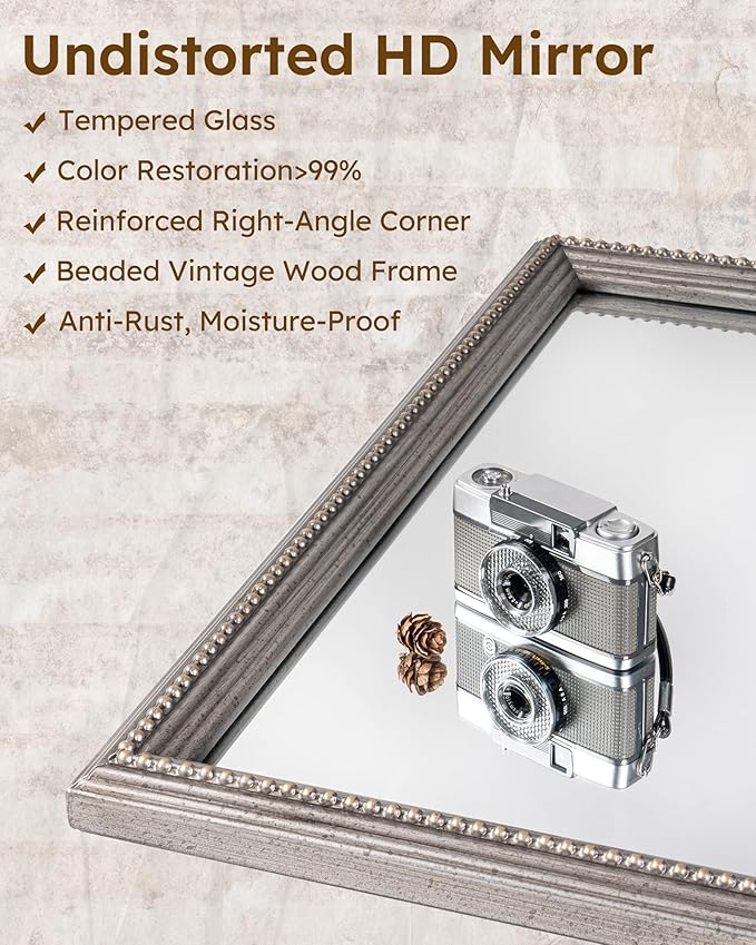 Axeman 22x30 Wood Wall Mirror, Rustic Bathroom Mirror, Vintage Wall Mounted - Image 3