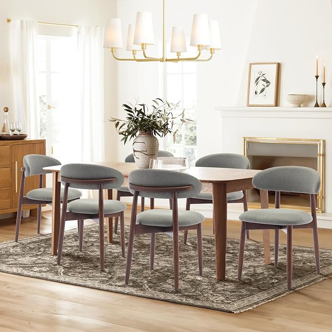 COLAMY Wooden Dining Chairs Set of 4, Modern Fabric Upholstered Dining Room - Image 7