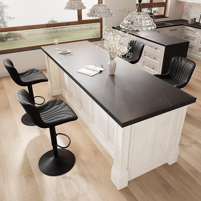 YOUNIKE Black Bar Stools Sset of 4 Modern Swivel Counter Height Bar Chair - Image 9
