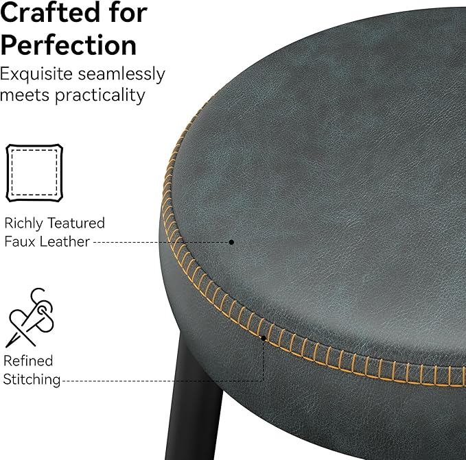 Counter Height Bar Stools, Upholstered Faux Leather Kitchen Counter Stools - Image 6