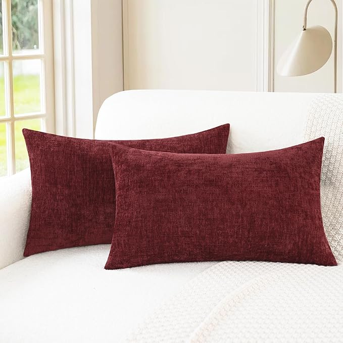CaliTime Throw Pillow Covers Decorative 16 X 26 Inches Pack of 2 Cozy Chenille by CaliTime