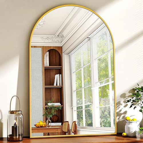 26"x38" Arched Wall Mirror for Bathroom, Living Room, Decorative Hanging Mirror by XRAMFY