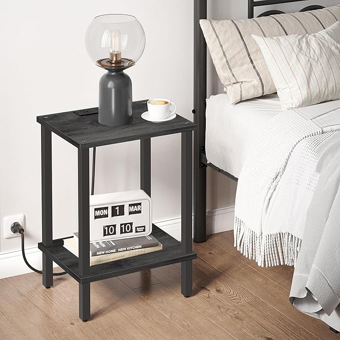 TUTOTAK End Table with Charging Station, Small Side Table, Nightstand Bedside - Image 2