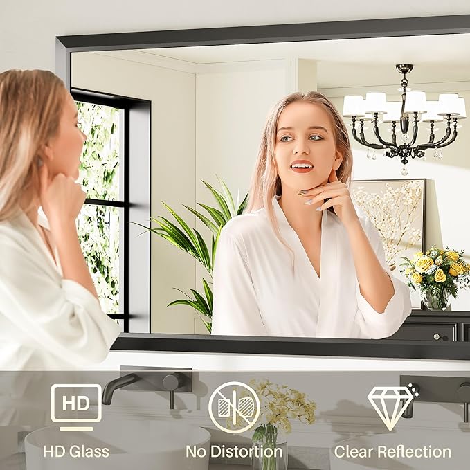 60x36 Inch Black Bathroom Mirror - Image 3