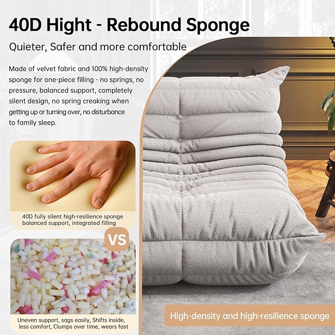 Bean Bag Chairs for Adults, BeanBag Reading Chair Memory Foam Couch 3-Seater - Image 4