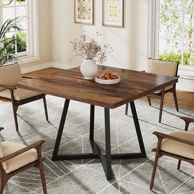 Tribesigns Square Dining Table for 10, 31.5" Industrial Dinner Table - Image 3