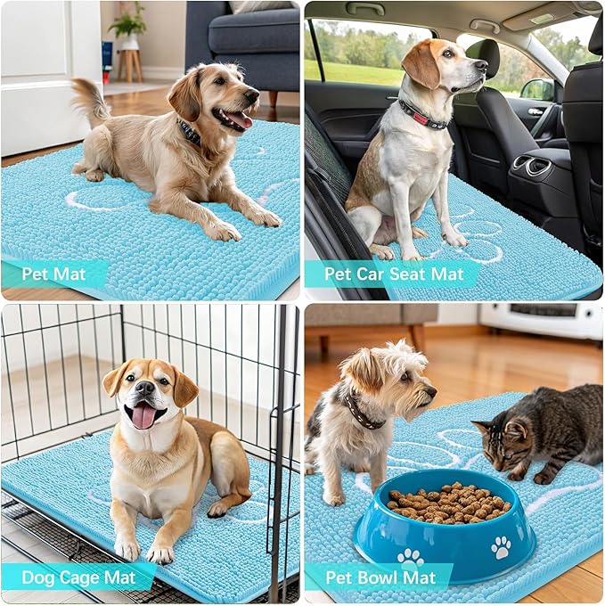 OLANLY Door Mat for Muddy Dog Paws 48x30, Ultra Absorbent Chenille Mud Doormat - Image 7