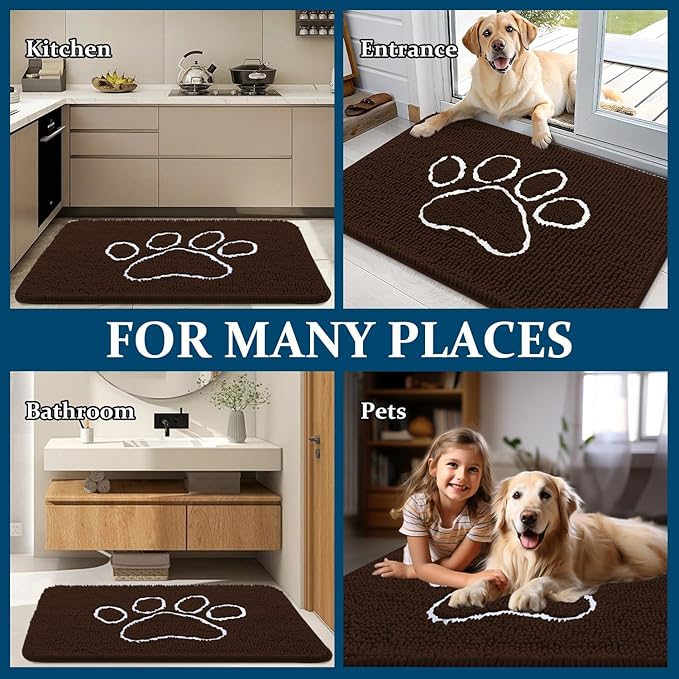 OLANLY Door Mat for Muddy Dog Paws 24x16, Ultra Absorbent Chenille Mud Doormat - Image 8
