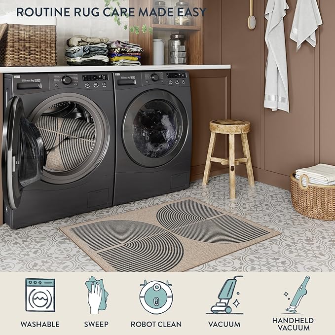 Lahome Rainbow Easy Jute Rug, Farmhouse Neutral Lightweight Non Shedding Low - Image 5