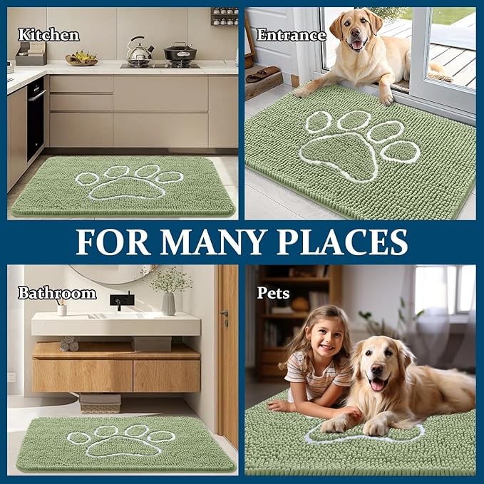 OLANLY Door Mat for Muddy Dog Paws 24x16, Ultra Absorbent Chenille Mud Doormat - Image 8