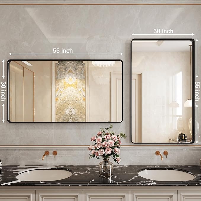 Black Mirror for bathroom30x55 inch, Bathroom Mirrors for Over Sink, Mirrors - Image 4