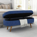 Oval Storage Bench 43.5" Linen Fabric Upholstered Entryway Bench by ECLYLFurniture