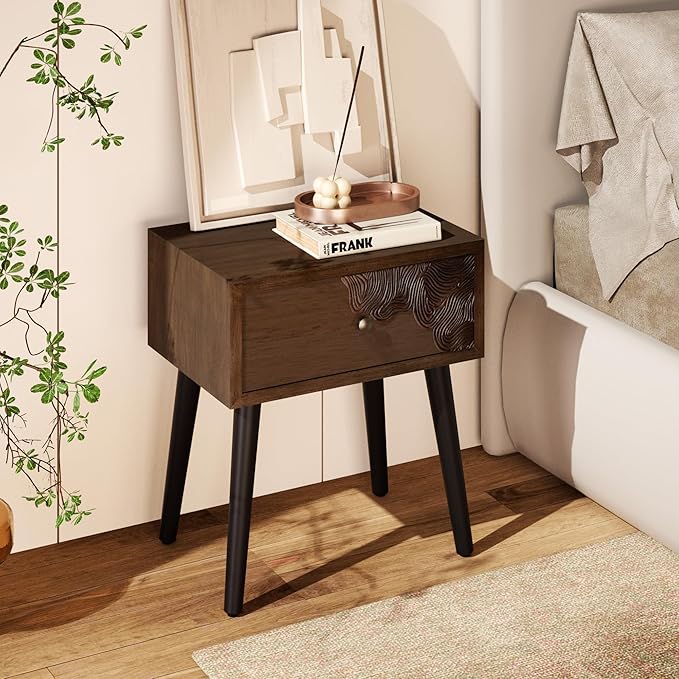 COSIEST Nightstand with Storage Drawer, Mid Century Modern Nightstand, Accent - Image 2