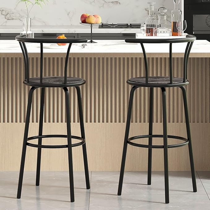 VECELO Bar Stools Set of 2, Swivel Counter Stools - Image 2