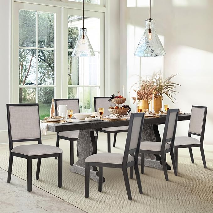 COLAMY Upholstered Wooden Dining Chairs Set of 6, Kitchen Chairs by COLAMYINC