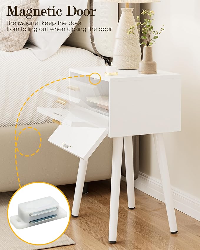Night Stand Set 2, Small Modern Mid-Century Bedside Table - Image 4