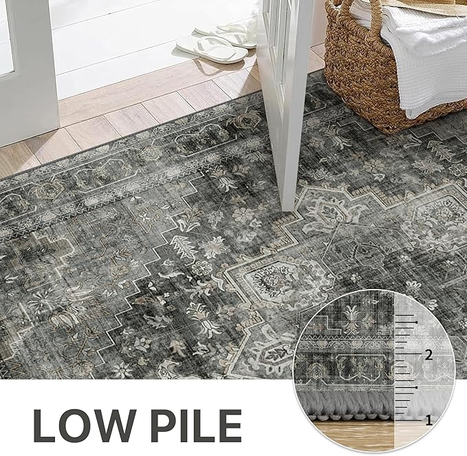 GENIMO 5x7 Area Rugs for Living Room, Machine Washable Non Slip Vintage Rugs - Image 4