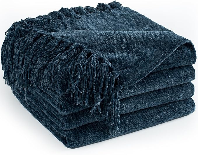 Chenille Throw Blanket for Couch 50"X 60", Soft Cozy Throws by LONGCREATE
