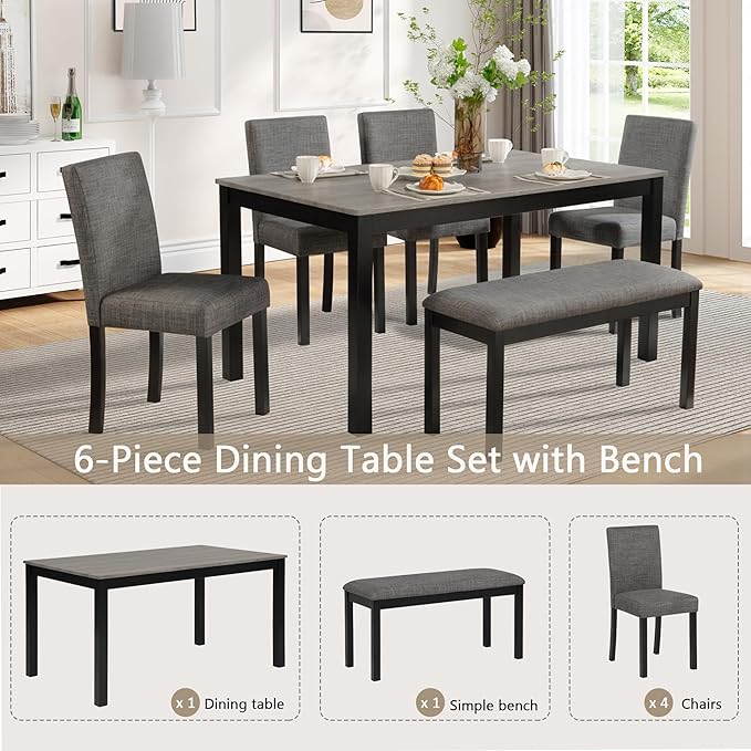 KEIKI 6-Piece Standard Height Dining Table Set - Image 7