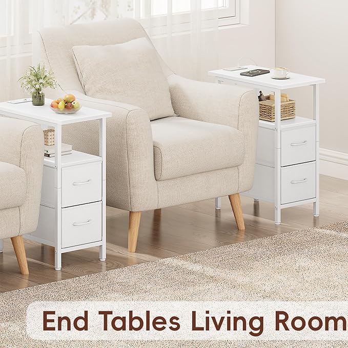 Vagusicc Set of 2 White Nightstand - Image 8