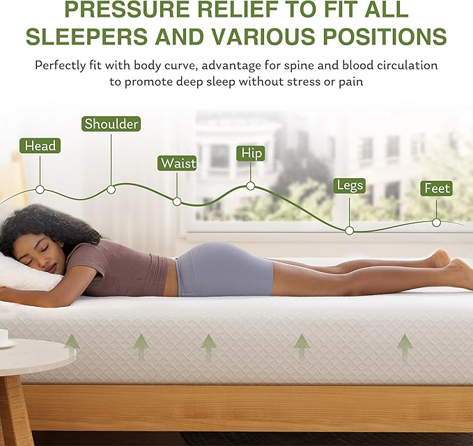 6 Inch Queen Size Mattress for Kids, Memory Foam Mattress - Image 4