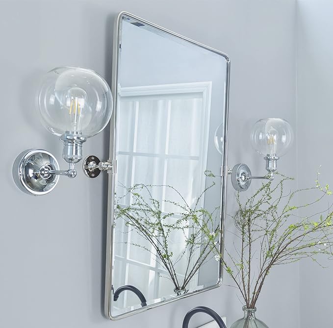 TEHOME 20x30'' Chrome Pivot Mirror Rectangle Bathroom Vanity Mirror Chrome by TEHOME