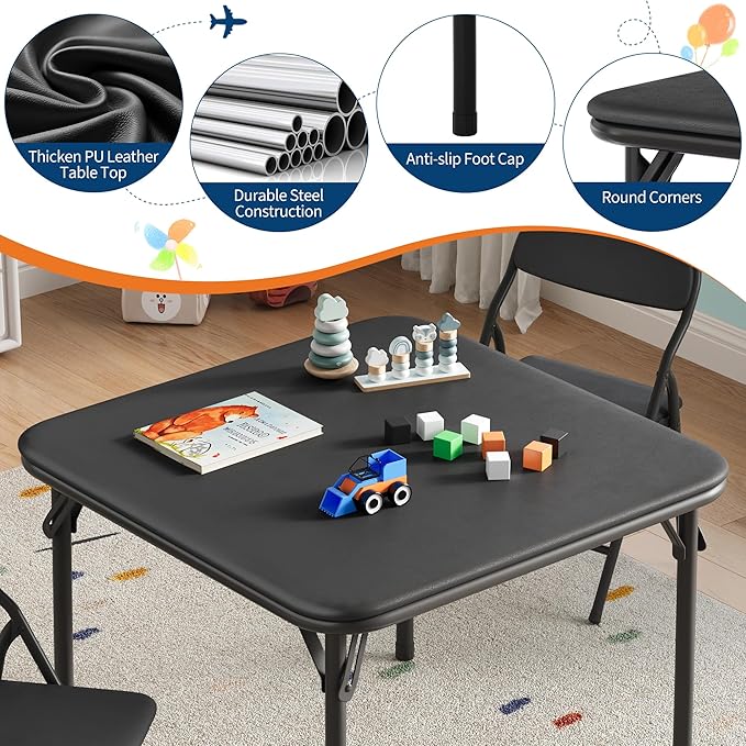 GarveeHome 3-Piece Kids Folding Table and Chairs Set, Toddlers Children's - Image 3
