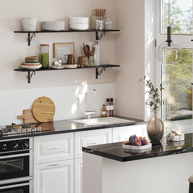 DINZI LVJ Long Wall Shelves, 47.3 Inch Large Floating Shelves Set of 2 - Image 4