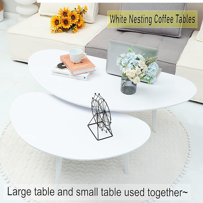 FIRMINANA Small White Oval Coffee Table - Image 7