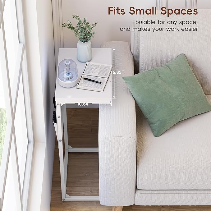 Vagusicc C Shaped End Table, Small Couch Side Table, Tall Couch Desk Slide - Image 4