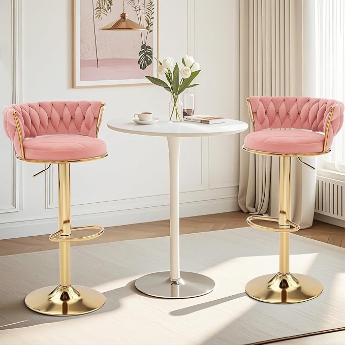 VECELO Bar Stools Set of 4, Adjustable Counter Height Barstools - Image 2