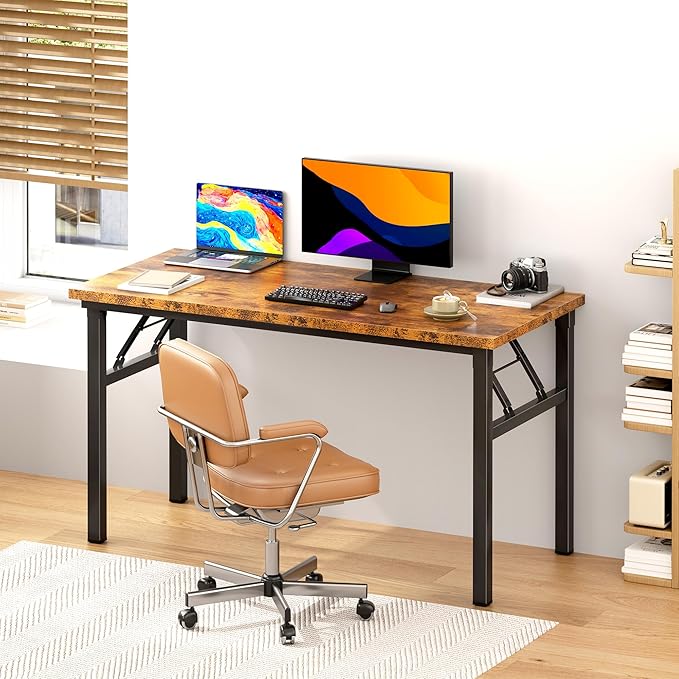 DlandHome Folding Table Computer Desk Workstation Table Conference Table Home - Image 2