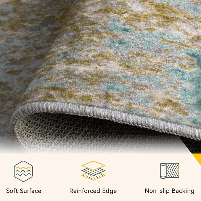 Washable Area Rugs 8'x10' Non-Slip Modern Abstract Soft - Image 3