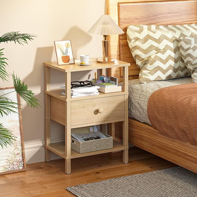 Lerliuo Nightstand with Charging Station and USB Ports, 3-Tier Storage End - Image 7