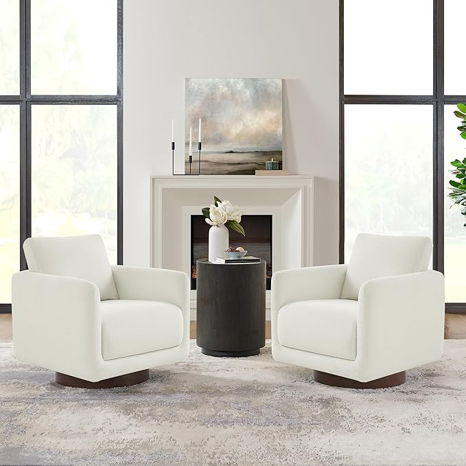Modern Swivel Accent Chair, 360° Rotating Round Barrel Armchair by Kislot