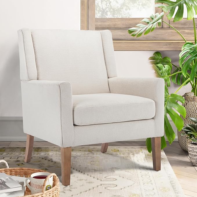 COLAMY Modern Wingback Living Room Chair, Upholstered Fabric Accent Armchair by COLAMYINC