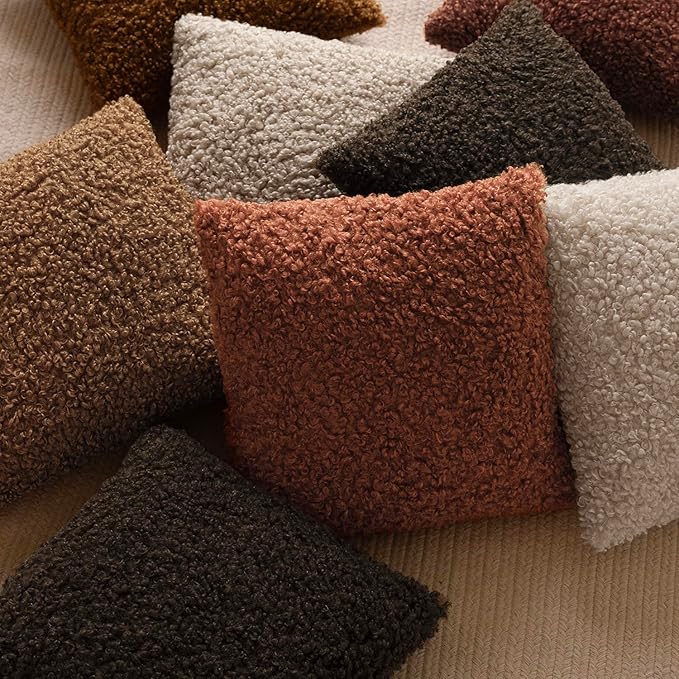Foindtower 2 Pieces 22x22 Inch Dark Brown, Faux Fur Throw Pillow Cover Accent - Image 7
