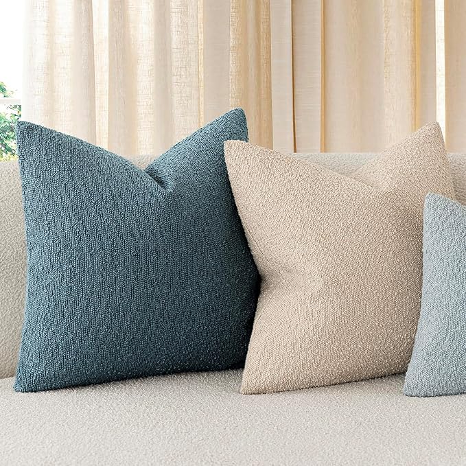 Foindtower Pack of 2 Textured Boucle Throw Pillow Covers Accent Solid - Image 7