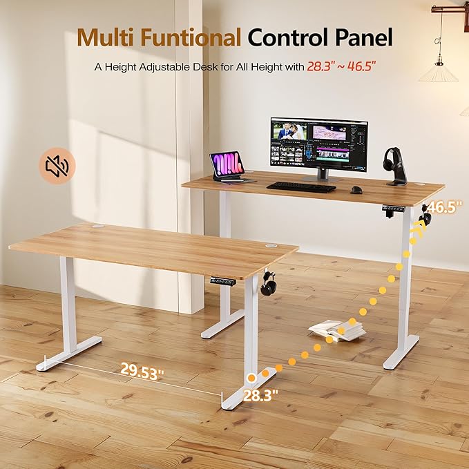 Monomi Electric Standing Desk, 47.2 inches Height Adjustable Desk, Ergonomic - Image 3