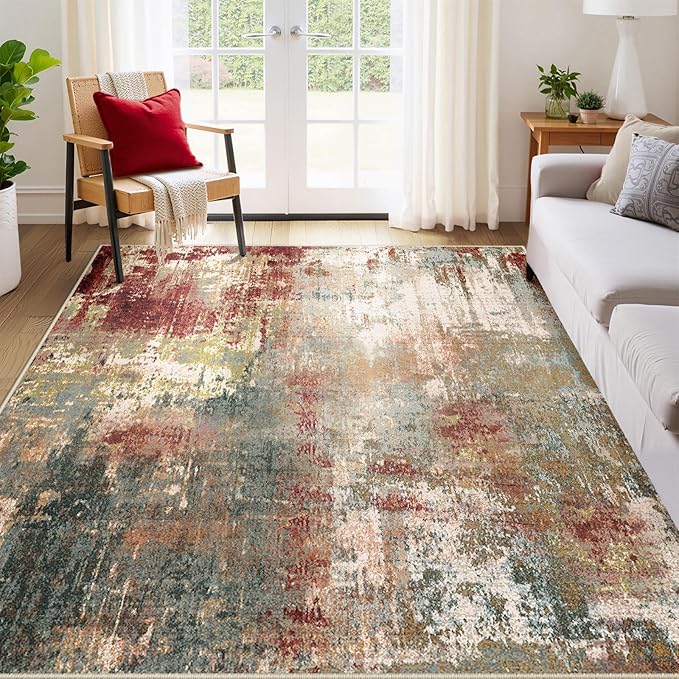 Washable Area Rugs 6'x9' Non-Slip Modern Abstract Soft - Image 2