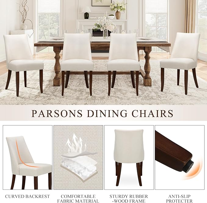 COLAMY Upholstered Dining Chairs Set of 6, Mid Century Modern Kitchen Chairs - Image 5
