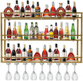 47 Inch Metal Wine Rack Wall Mounted, Bar Shelves by HFTUW